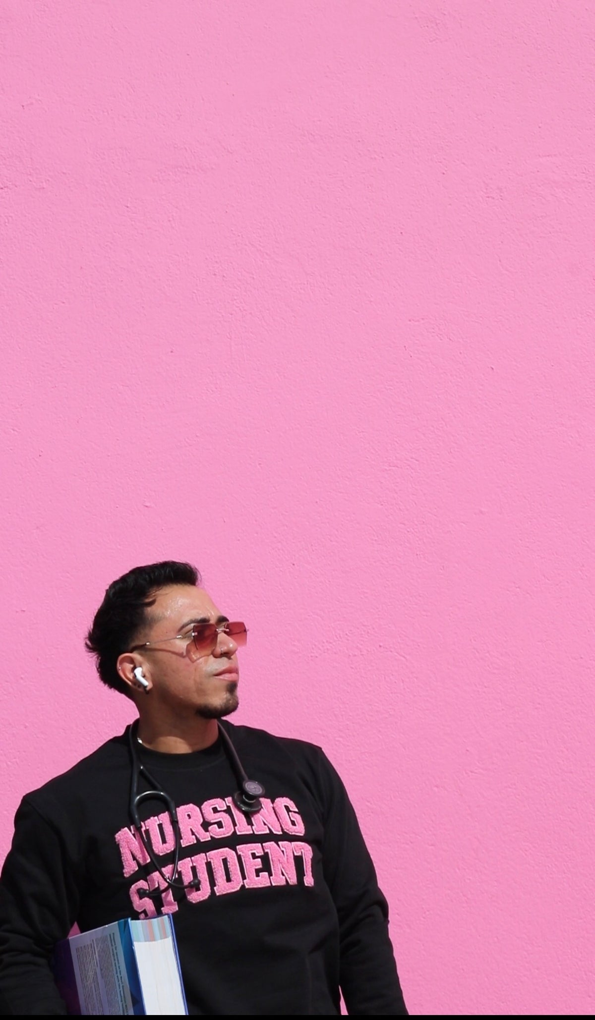 "Nursing Student" Crewneck in Pink Chenille Stitching