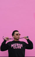 "Murse Club" Crewneck in Pink Chenille Stitching